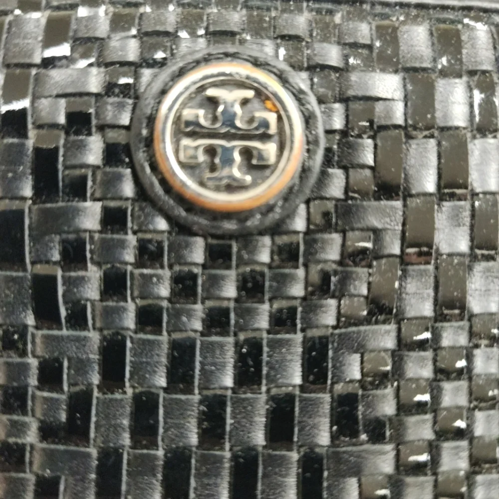 Tory Burch Black Woven Zip-Around Wallet